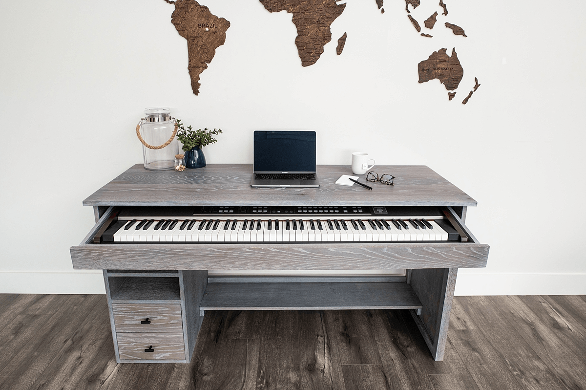 Fumed Oak Piano + Computer Desk Memphis